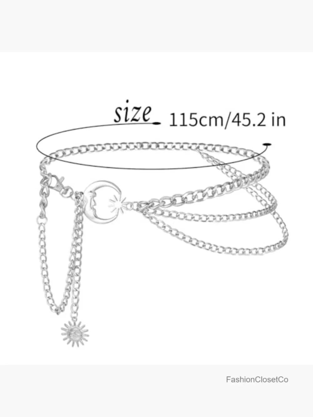 3 Layered Metal Waist Chain Belt for Women Moon & Sun Belly Body Chain Jewelry